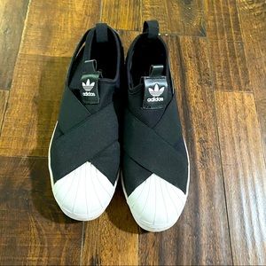 Adidas Black Slip Ons